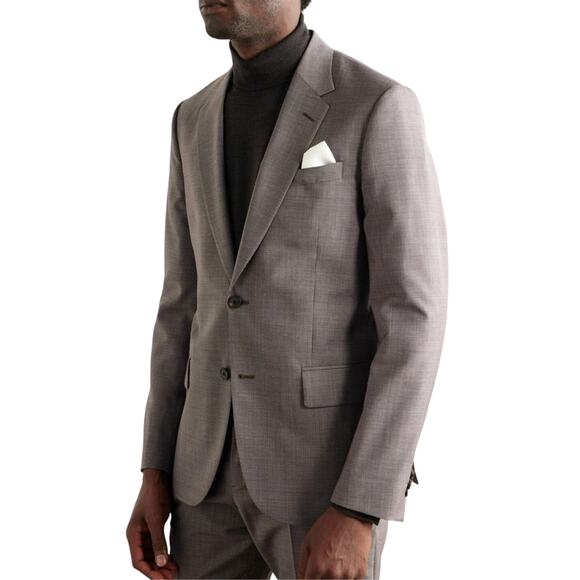 Ralph Lauren Man's 44R Houndstooth Wool Silk Blazer 2 Button Jacket Gray Black - Picture 1 of 8